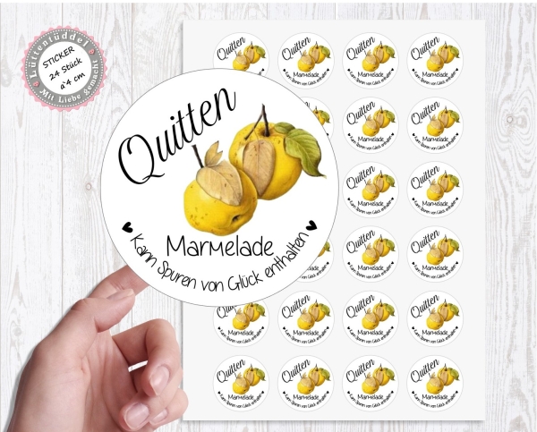 24 zuckersüßer Sticker Aufkleber 4cm Quitten Marmelade Herbst Weihnachten Christmas von Lüttentüddel®